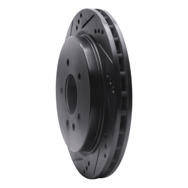 Cadillac CTS Brake Rotor (1) - Rear Left - R1 Concepts - Drilled & Slotted - Black - `03-`11